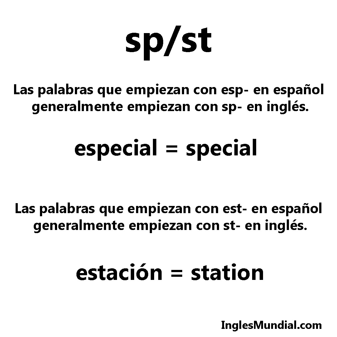 Palabras que empiezan con sp- y st- infografía